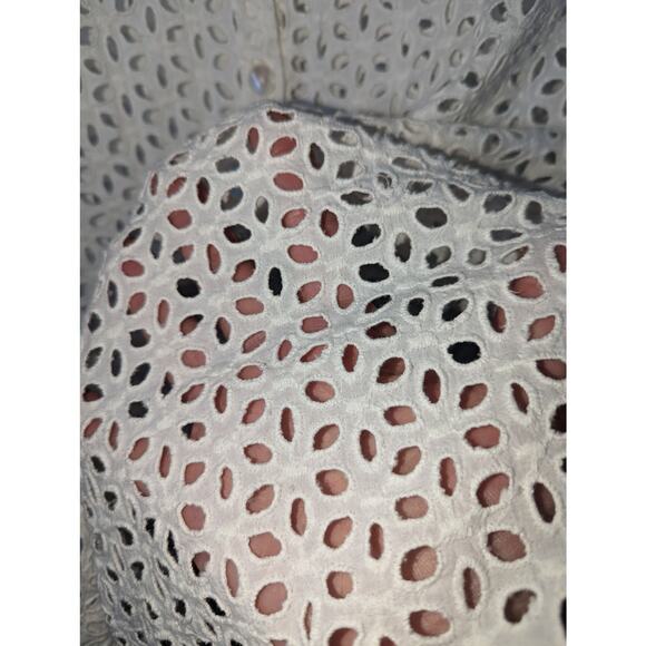 Tulip Mimi White Eyelet Button Front Swing Top Jacket Pockets Sheer Size XL NWT - Picture 5 of 12